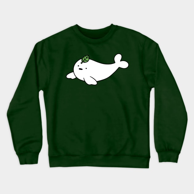 Green Leaf Harp Seal Crewneck Sweatshirt by saradaboru